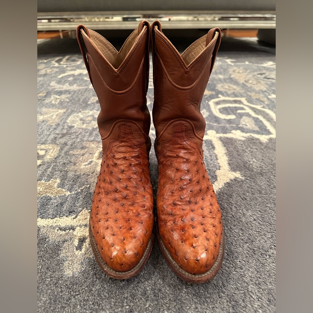 Tecovas Ostrich Roper Boots (the Duke); size 8.5D